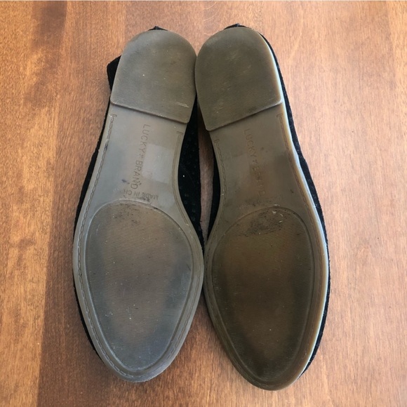 LUCKY BRAND | Perforated Black Suede Loafer Flat Slip On | Size 7 - 7.5 - Picture 7 of 14